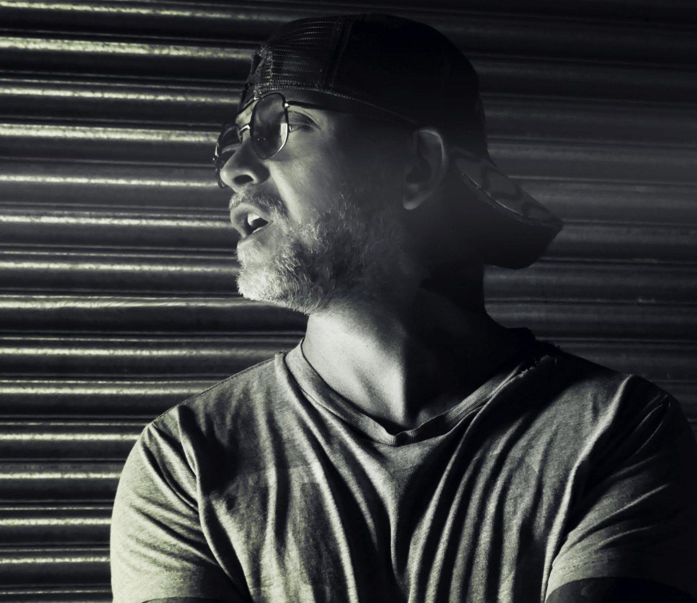Lee, voice of 2wo Third3, black and white portrait