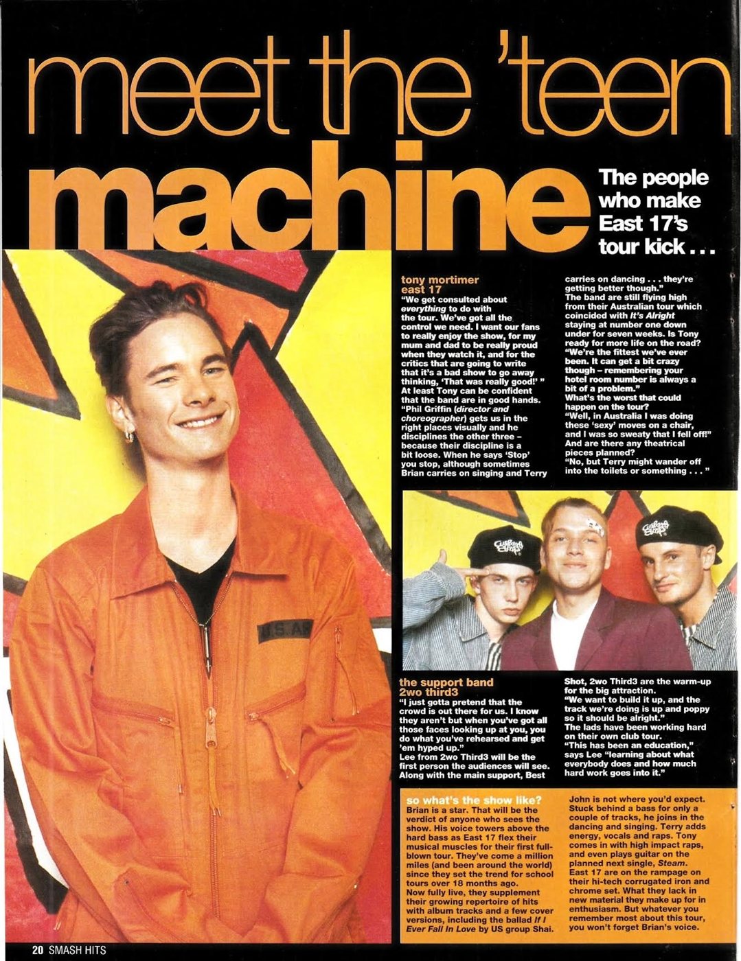 Smash Hits feature on the East 17 tour support with 2wo Third3